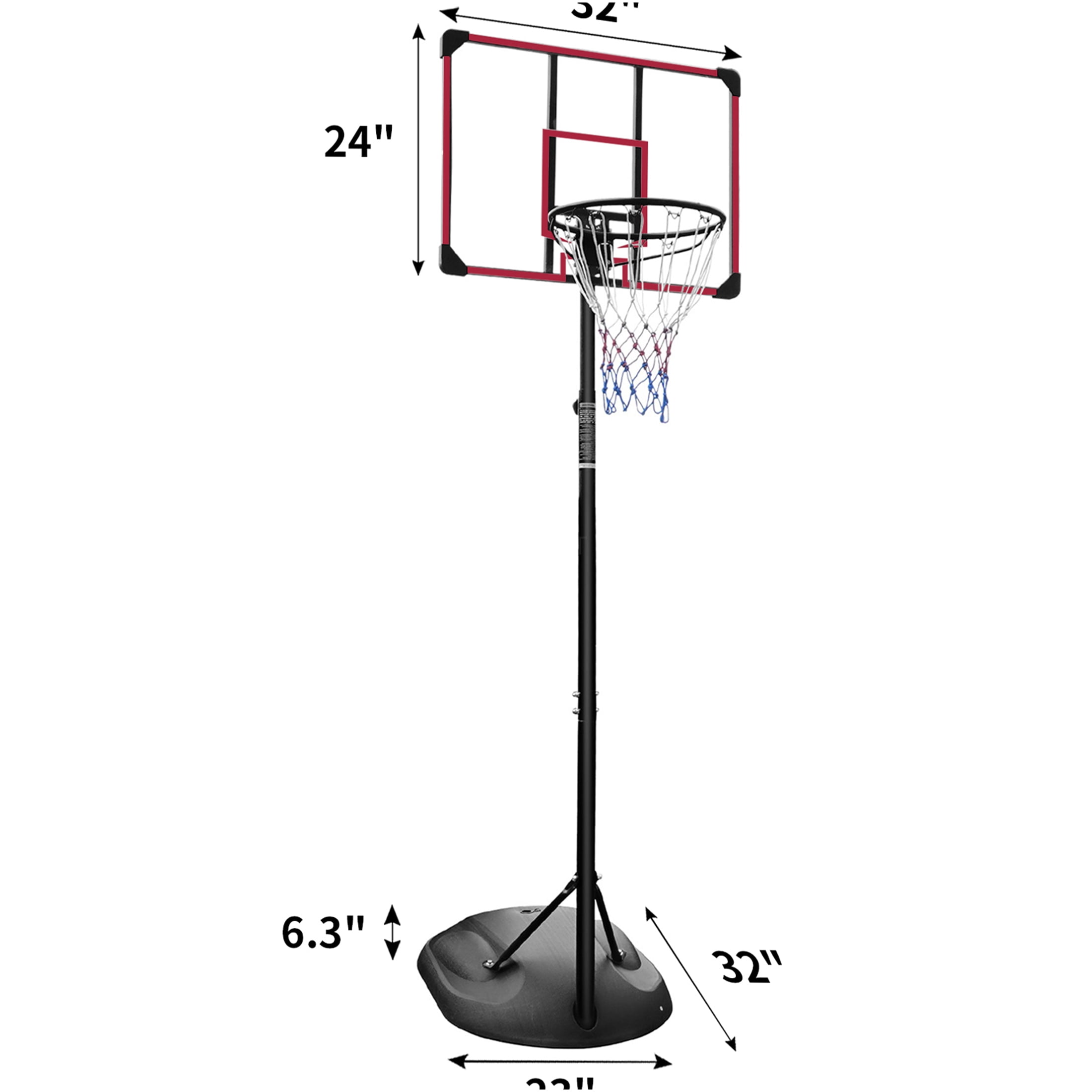 JERFIT Portable Basketball Hoop Stand with Wheels, Height Adjustable 7.5-9.2ft, 32" Backboard for Indoor Outdoor Youth & Adults