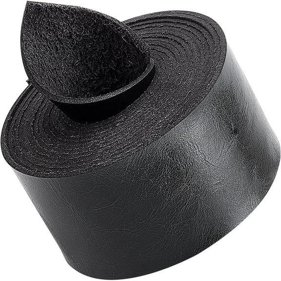 Black Leather Strap 1.5 Inch Wide 78 Inch Long Single Flat Cord Sided Lychee Pattern Leather Strips for DIY Crafts Projects Clothing Jewelry Wrapping Making Bag Furniture Handles