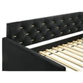thumbnail image 6 of Pemberly Row Velvet Upholstered Tufted Twin Daybed with Trundle Black, 6 of 8
