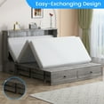 thumbnail image 3 of PUREMIND Murphy Bed Queen with Mattress, Cabinet Bed with Charging Station and Storage Drawer, Murphy Bed Furniture for Home/Guest Room, Gray, 3 of 8