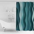 thumbnail image 4 of 72x78 Inch Shower Curtain Turquoise Ombre Bathroom Decor Waterproof Fabric Bathtub Bath Curtains Decorative Abstract Art Moire Ocean Waves Extra Long Shower Curtain Set with Hooks, 4 of 6
