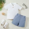 thumbnail image 3 of MEZZALL Boys Girls Solid Color Summer T-Shirt Short Sleeve Tshirts Tops Sports Shorts 2PC Outfits Relaxed Fit Infants Dailywear, White, 12-18 Months, 3 of 8