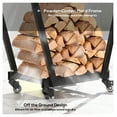 thumbnail image 4 of Firewood Rack 31 Inch with Casters - Metal Log Holder & Kindling Rack - Heavy Duty Indoor Outdoor Firewood Organizer - Black Steel Wood Storage Black + Metal, 4 of 9