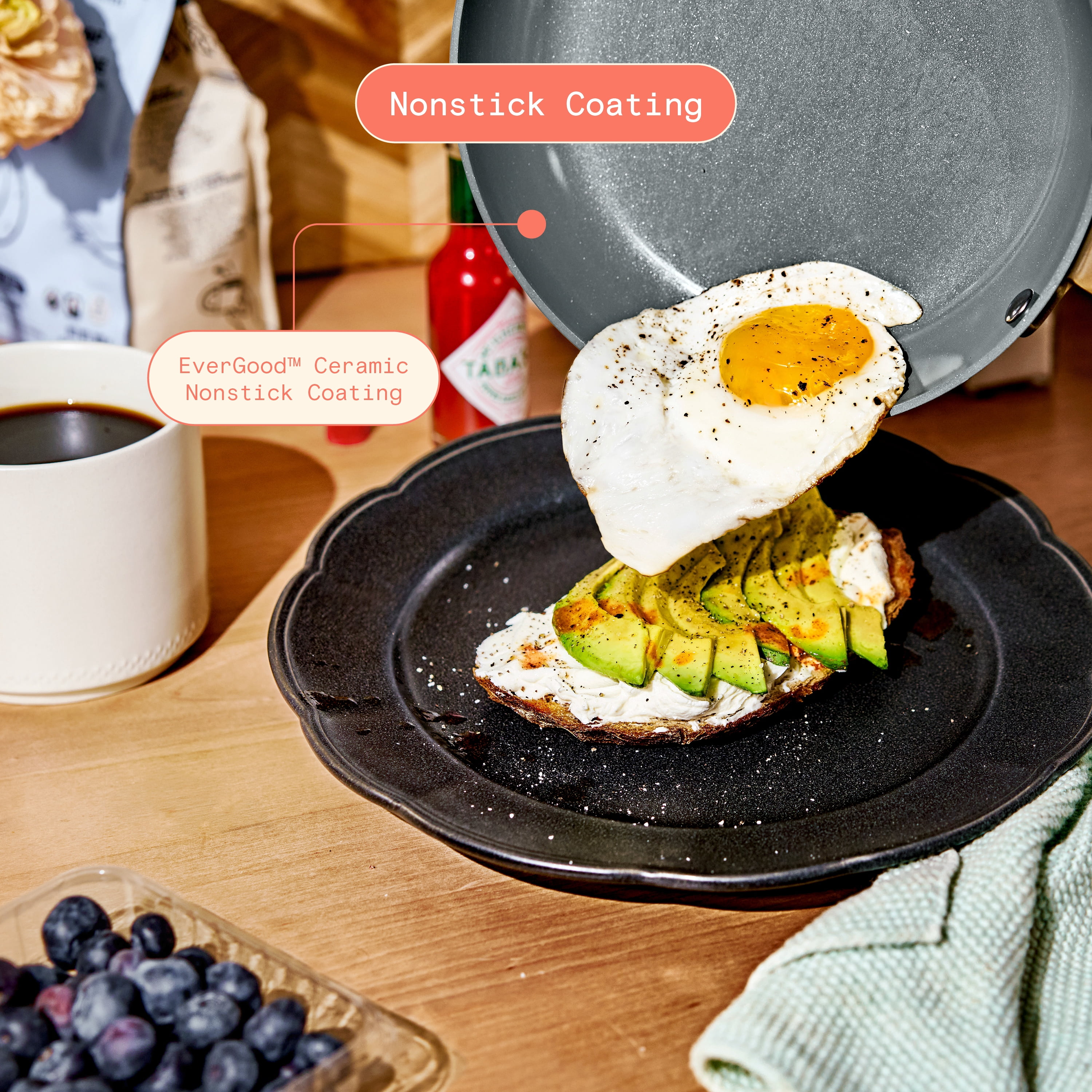 Beautiful 12-Piece Ceramic Nonstick Cookware Set, Pots and Pans with Strainer Lids, Buttercream by Drew Barrymore