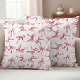 thumbnail image 5 of 2 Pack Outdoor Waterproof Throw Pillow Covers,Pink Bow Seamless Decorative Square Pillow Case Patio Pillowcases for Chair Couch Sofa 16x16in, 5 of 9