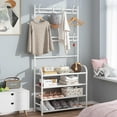 thumbnail image 2 of Simple Metal Coat Rack，Hallway Shoe Rack Coat Rack Wall Hanging Clothes Floor Hanger Storage Wardrobe Multifunctional Combination Shoe And Hat Rack 60CM-Back-4L, 2 of 10