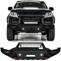 Vijay Compatible with 2021-2022 Chevrolet Colorado ZR2 Front Bumper Textured Black Steel with Lights and D-rings