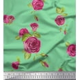 thumbnail image 1 of Soimoi Green Cotton Poplin Fabric Leaves & Pink Rose Flower Print Fabric by The Yard 56 Inch Wide, 1 of 1