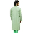 thumbnail image 5 of Atasi Men's Long Cotton Mandarin Collar Green Shirt Ethnic Clothing-Medium, 5 of 7