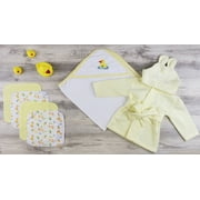 Set of 6 Yellow and White Layette Bath Set for Newborn, 8"