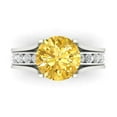 thumbnail image 2 of Clara Pucci 14K White Gold 3.39 Natural Citrine Engraveable Engagement Ring + Wedding Band Set, 2 of 7