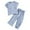 Blue, variant on Girls Solid Color Outfit Set Crew Neck Short Sleeve Top Summer 2 Piece Matching Long Pants Bundle Kids Ages 9M-7Y Casual Daily Wear Set Clothes Set