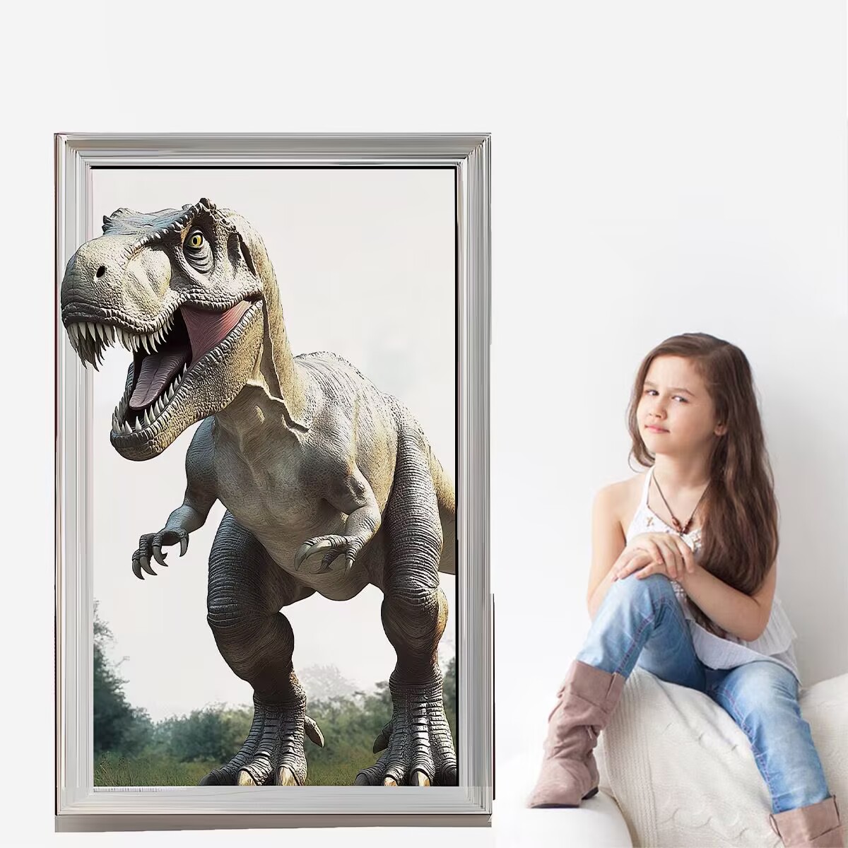 3D Dinosaur Wall Stickers Removable Vinyl Large Dino Stickers DIY Peel and Stick Dinosaur Wall Decals for Family Living Room, Background Wall Decoration, Kids Boys Room