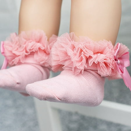Raypadula Girls Baby Tutu Socks Spanish Satin Bow Socks Soft Frilly Tulle Kids Ages 4-6 Years
