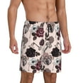 thumbnail image 2 of Kdxio Retro Red Black Roses Print Mens Sleep Shorts Bottoms Soft Comfy Pajama Wear Pants with Drawstring Pockets, 2 of 7