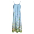 thumbnail image 4 of vigerkar Floral Mini Dresses for Women 2026 Summer Spaghetti Strap Flowy A Line Bow Tie Dress Beach Vacation Short Sundress (Light Blue, L), 4 of 7