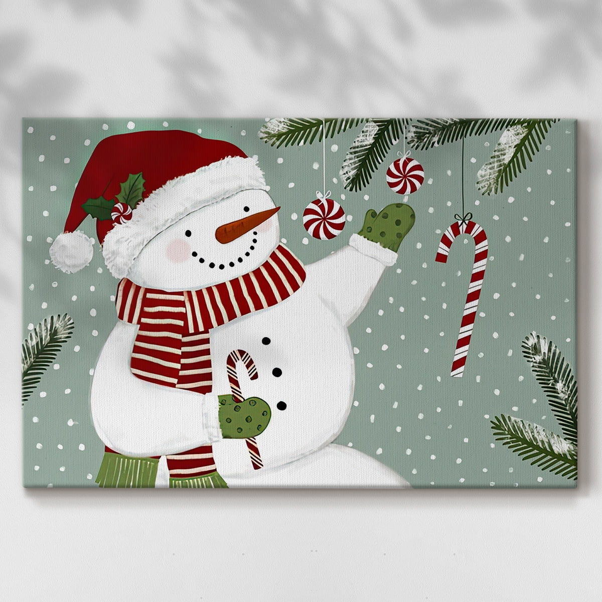 Peppermint Snowman Collection A- Gallery Wrapped Canvas