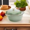 thumbnail image 4 of JIANYI 7.5 Quart Enamel Cast-Iron Round Dutch Oven, Family Style Heavy-Duty Pre-Seasoned Cookware for Home, Kitchen, Dining Room, Oven Safe w/Lid, Dual Handles - Sage Green, 4 of 7
