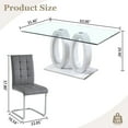 thumbnail image 2 of 5-Piece Dining Table Set, 63" Rectangular Tempered Glass Table with Double O-Shape Base & 4 PU Chairs, Stainless Steel Legs, for Kitchen, Office, 2 of 6