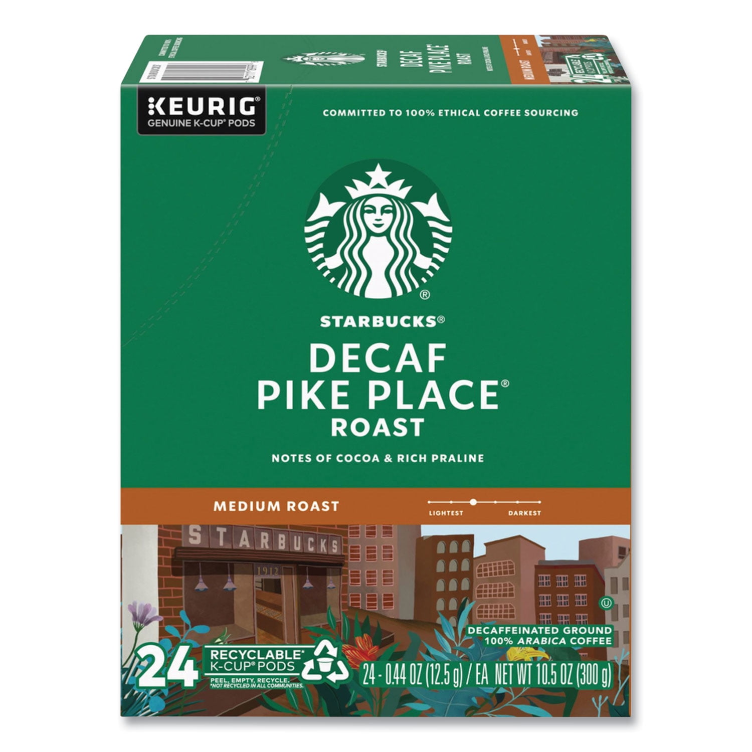 Starbucks Coffee K-Cups, Pike Place Roast, Decaf, 24 Pack