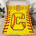 thumbnail image 2 of Manfei Boys Personalized Gifts Queen Sheet Sets,Yellow Letter C Flat Sheet,Baseball Sport Game Queen Fitted Sheet For Boys Kids,Lightweight Room Decoration,4pcs, 2 of 7