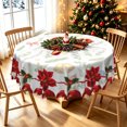 thumbnail image 4 of Duangreer Christmas Tablecloth Round 60 Inch Candy Sticks Poinsettia Print, Table Cloth Circle Washable Waterproof for Holiday Party Kitchen Dining Outdoor Decor, 4 of 6