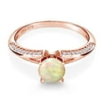 thumbnail image 2 of Gem Stone King 1.14 Ct Round Cabochon White Ethiopian Opal 18K Rose Gold Plated Sterling Silver Ring (Size 7), 2 of 4
