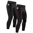thumbnail image 1 of Runhit Pantalones de compresión para hombre, ajustados para correr, leggings con bolsillo, pantalones térmicos atléticos para hombres, pantalones cortos para correr, negro, rojo, paquete de 2 medianos, 1 of 5