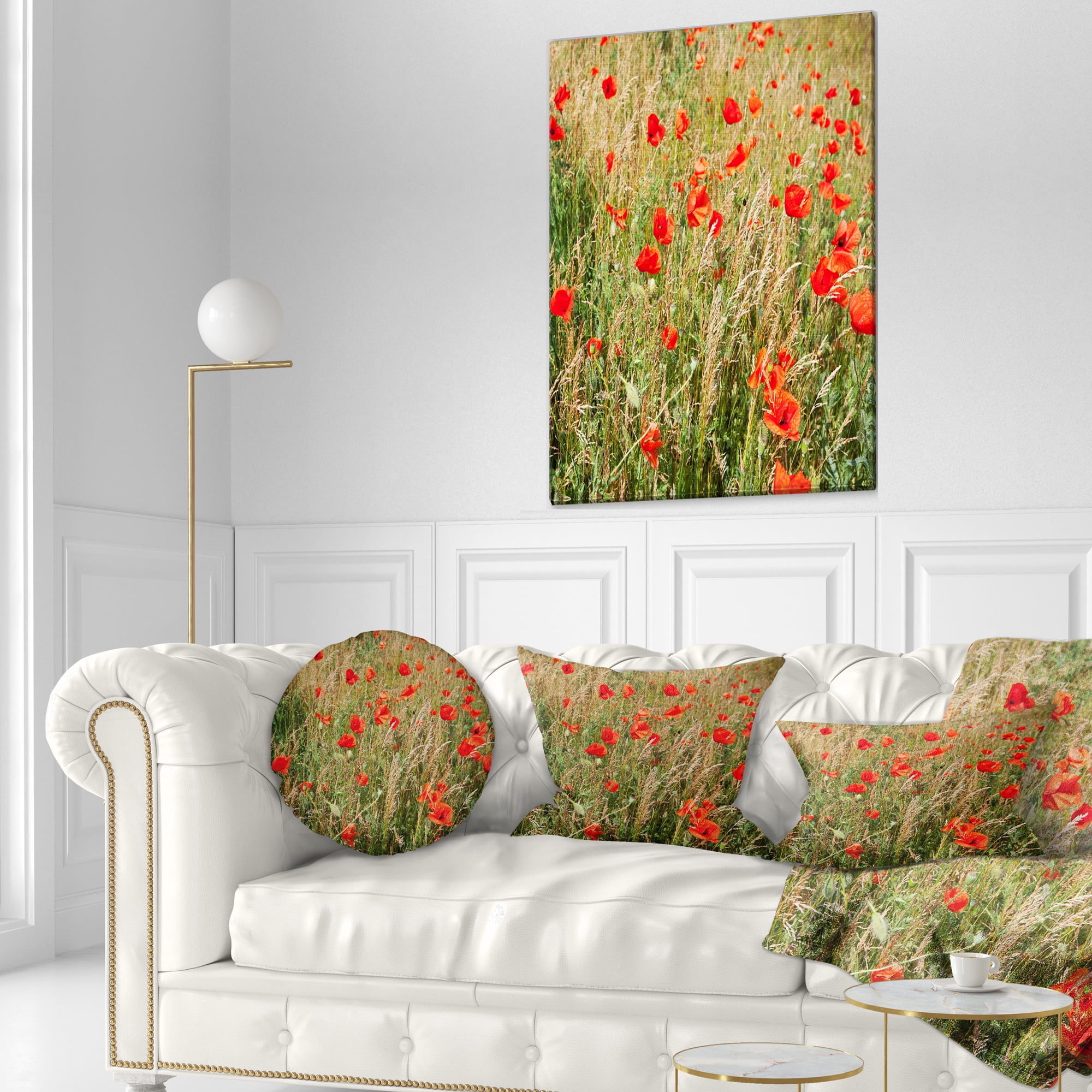 Designart 12" x 20" Red Polyester Throw Pillow