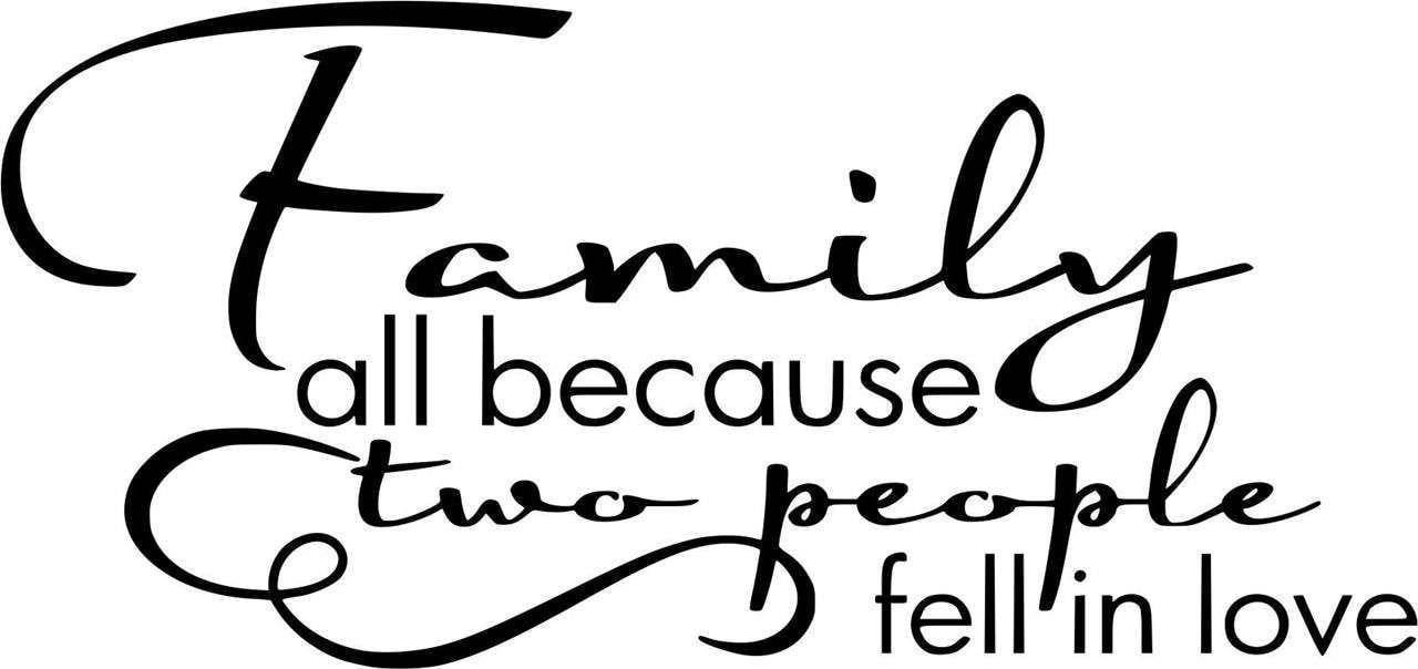 Custom Wall Decal Family All Because Two People Fell In Love Quote 15 ...