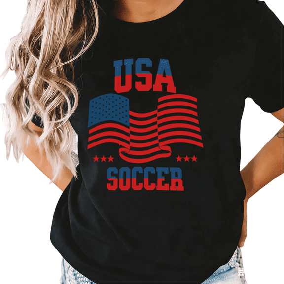 UNISHE Women's USA Soccer American Flag Graphic Short Sleeve T-Shirt Black S-5XL Fashion Oversized Top