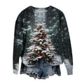 thumbnail image 2 of Uootdi Women's Christmas Round Neck Printed Loose Sweater Long-sleeved Top Gift, 2 of 4
