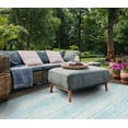 thumbnail image 5 of SAFAVIEH Courtyard Robert Striped Indoor/Outdoor Area Rug, 6'7" x 9'6", Light Grey/Aqua, 5 of 11