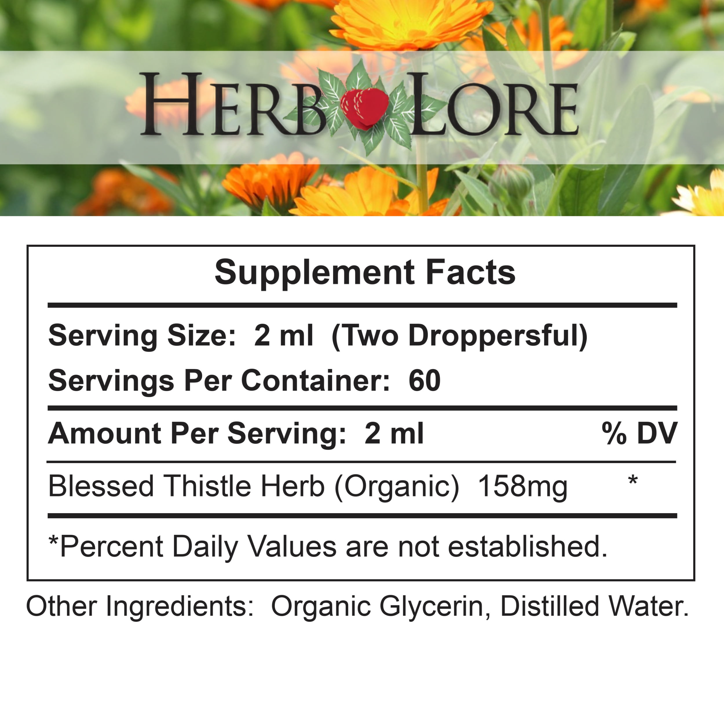 Herb Lore USDA Organic Blessed Thistle Extract Tincture (Cnicus benedictus) - Liquid Breastmilk Supplement for Lactation Support