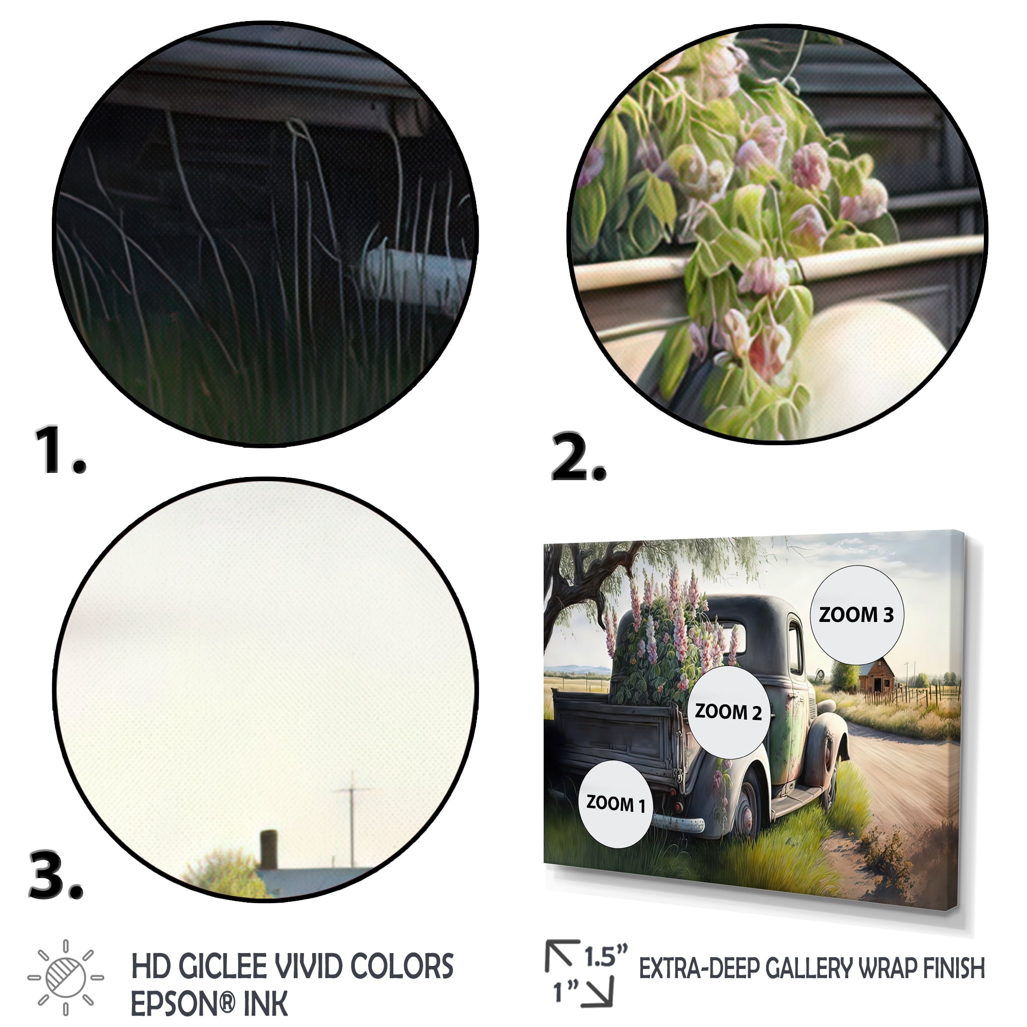 Designart Barn Flower Delivery Truck VII Canvas Wall Art