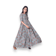 thumbnail image 5 of Grey: Muslin Printed Work Traditional Gown,Cultural Wear for Women,01, 5 of 7