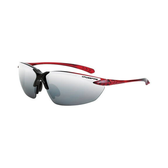 Crossfire 9233 Sniper Safety Glasses Silver Mirror Lens - Shiny Black - Crystal Burgundy Red Frame
