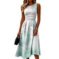 thumbnail image 3 of KLHDSF Dresses For Women Crew Neck Sleeveless Fit And Flare Fashionable Lightweight Elegant Summer Dress Light Green S, 3 of 6