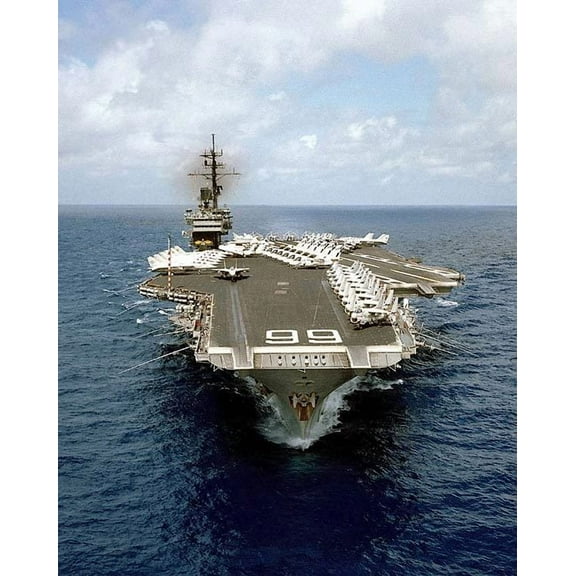 Aircraft Carrier U.S.S. America CV66 at Sea - 24x36 Inch Glossy Laminated Poster - Stunning Detail and Bold Colors