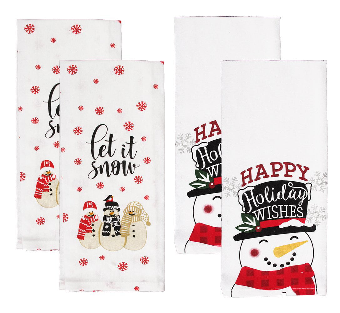 NEW SET OF 2 XMAS CHRISTMAS HOLIDAY SNOWMAN KITCHEN HAND OR DISH TOWELS DECOR 