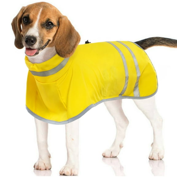 Kuoser Dog Raincoat Waterproof Rain Jacket with Reflective Stripes for Dogs, Yellow, M