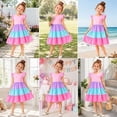 thumbnail image 3 of HILEELANG Girls Cotton Color Block Dress – 100% Soft Cotton Summer Sundress with Ruffle Sleeves, Multi-Color, Sizes 2T-12, 3 of 5