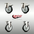 thumbnail image 2 of 5 Inch 316SS Black Polyurethane Swivel Top Plate Caster Set 2 Lock Brake 2 Rigid, 2 of 2