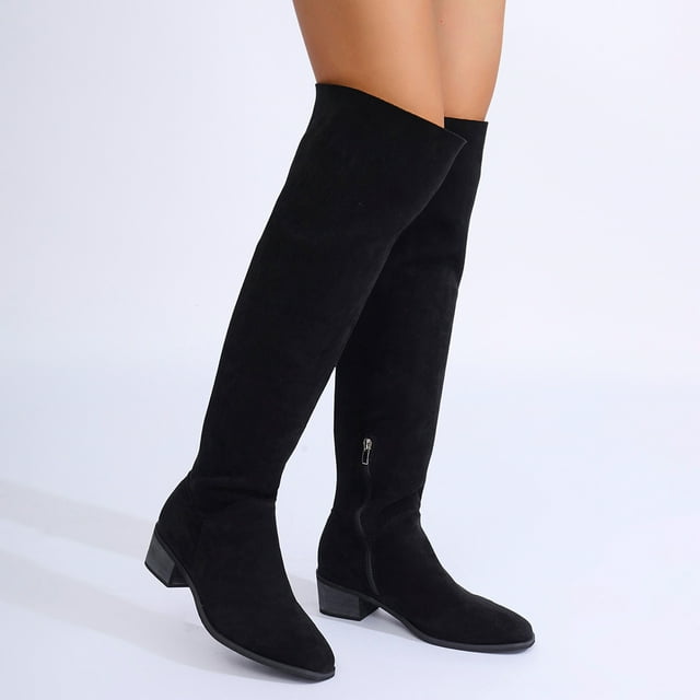 Styesk Bottes pour Femmes Bottes à Talons Hauts pour Femmes Bottes de Couleur Unie Chaussures Décontractées Confortables Bottes de Travail pour Femmes