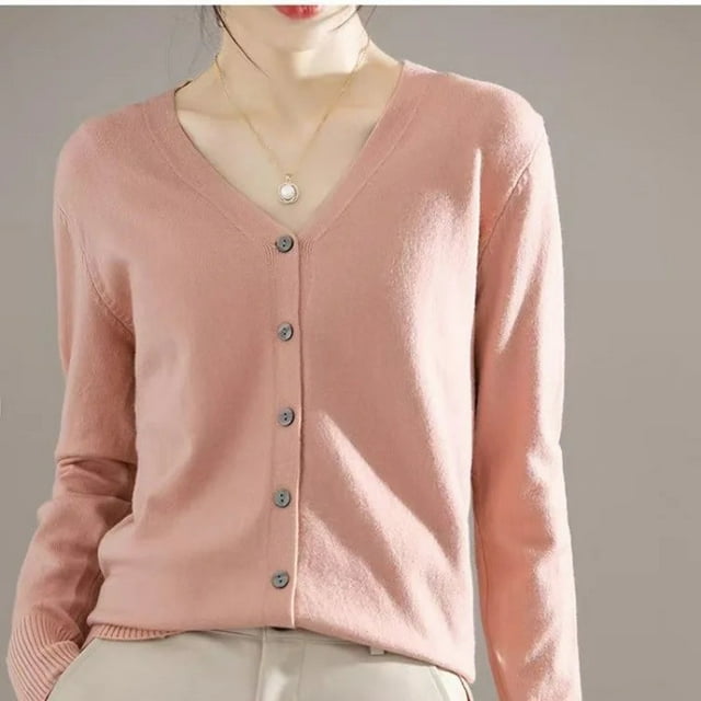 V-Neck Mid-Length Thin Sweater Cardigan Pure Color Spring Summer Breathable Stretchable Open Front Knitted Vest Women's Fashion