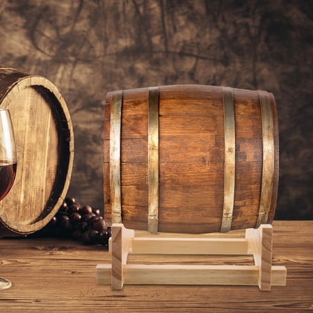CRILSTYLEO Sturdy Oak Barrel Stand Wood Beverage Holder Rack for Pitchers and Dispensers