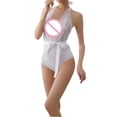 thumbnail image 6 of uublik Womens Sleep Jumpsuit Valentine's Day Bodysuit V Neck Sleepwear Lounge Nightgown White, 6 of 6