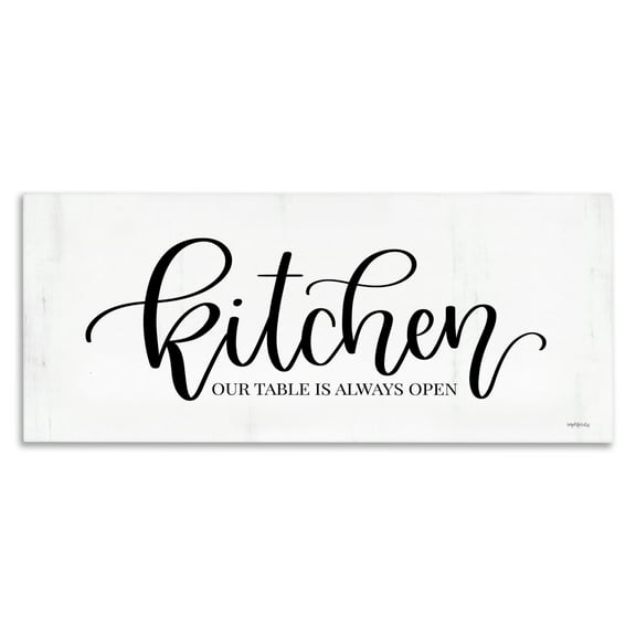 Stupell Industries Kitchen Always Open Typography Painting Gallery Wrapped Canvas Art Print Wall Art, 24 x 10