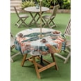 thumbnail image 4 of Outdoor Tablecloths with Umbrella Hole & Zipper, Sea Turtle Coastal Round Tablecloths 60 Inch, Summer Nautical Starfish Coral Beige Waterproof Table Cloth, Patio/Pool/Picnic Table Covers, 4 of 8