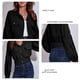 thumbnail image 5 of Chaqueta Corta Hombro Caído Puff Manga Larga Bolsillo Botón Tops Casuales para Mujer Negro XL, 5 of 6
